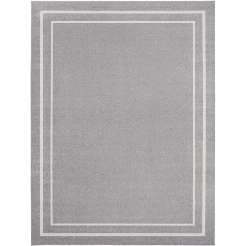 Essentials Grey/Ivory Synthetic 8' x 10' Easy-Care Outdoor Rug