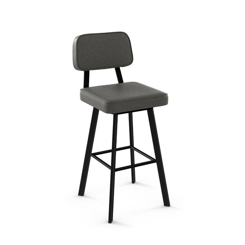 Clarkson 43'' Gray Leather & Metal Industrial Swivel Barstool