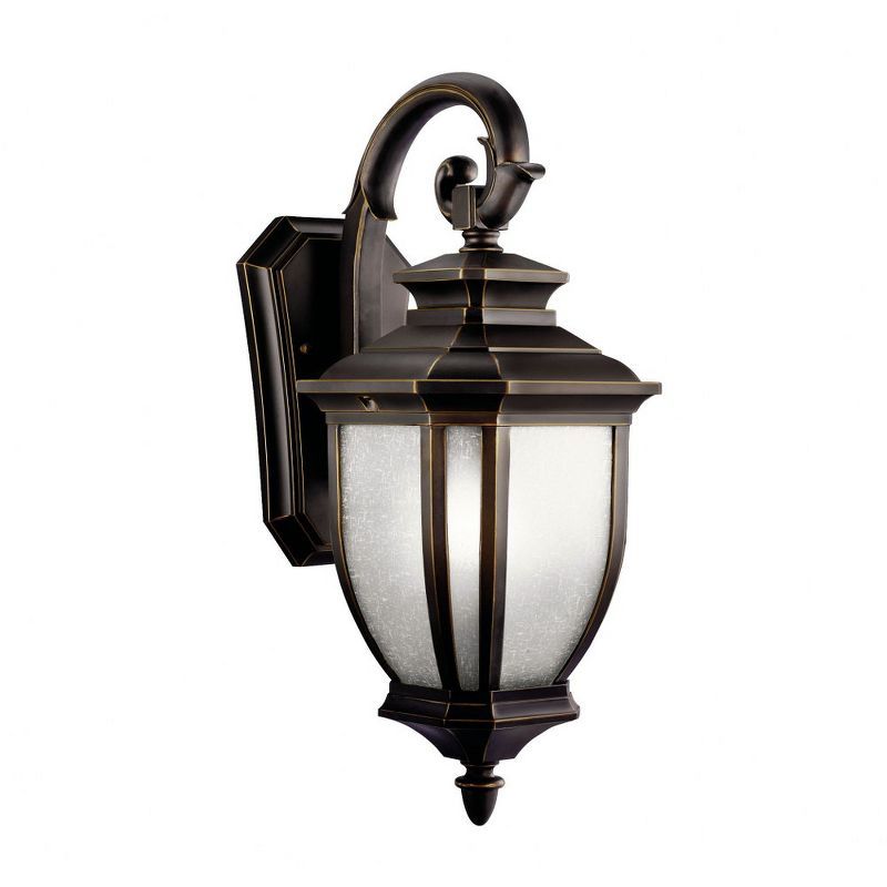 Bronze Lantern Style Outdoor Wall Sconce with White Shade