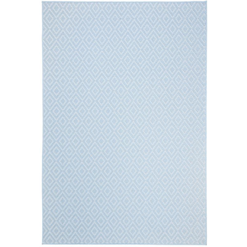 Light Blue Geometric Synthetic Indoor/Outdoor Area Rug