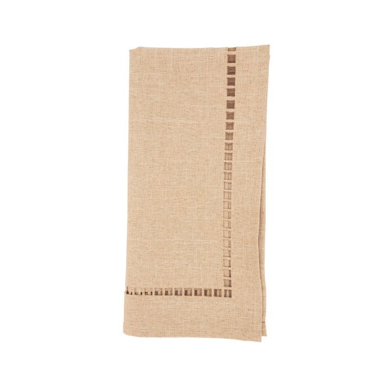 Natural 20" Laser-Cut Hemstitch Napkin Set of 4