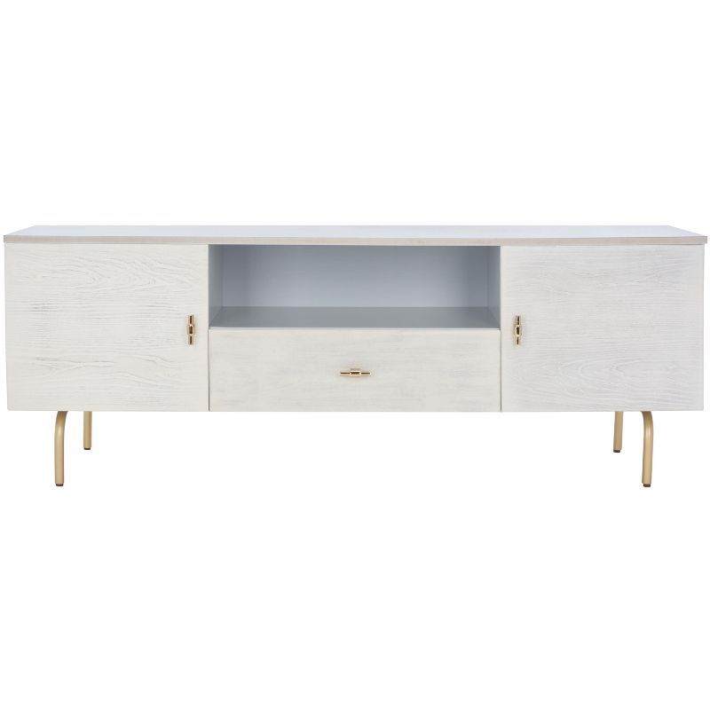 Grey and White Washed Mahogany Media Stand with Cabinet