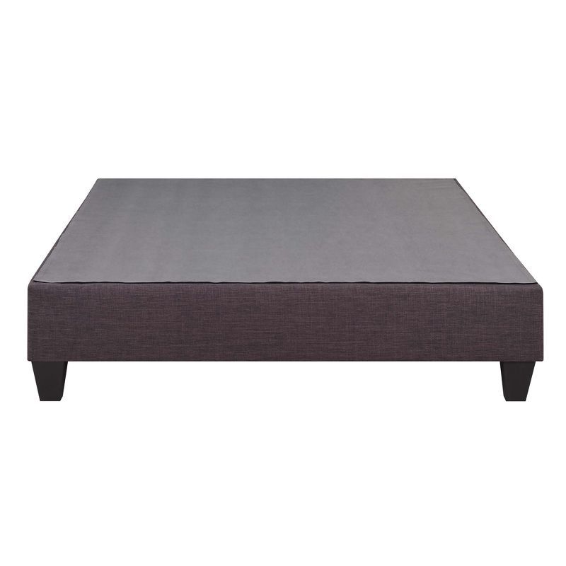 Transitional Gray Queen Platform Bed with Faux Leather Headboard