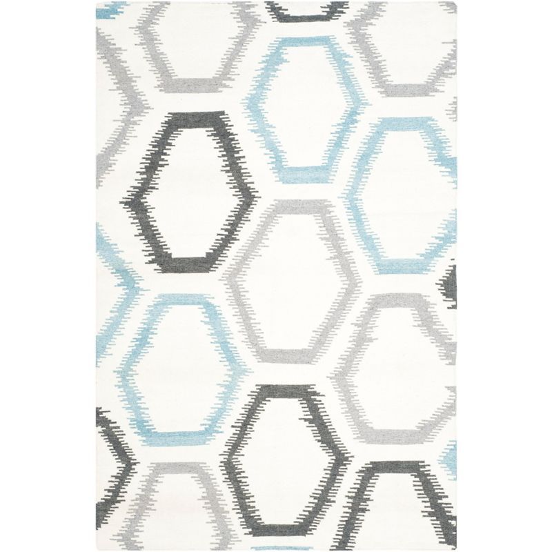 Handwoven Geometric Ivory & Multi Wool 6' x 9' Area Rug