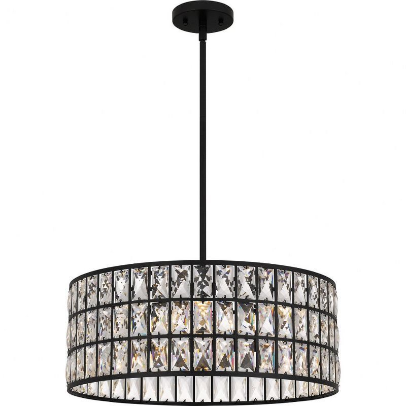 Gibson Matte Black Crystal Drum Pendant Light