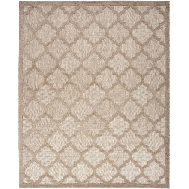 Natural Beige Trellis 8' x 10' Synthetic Flatweave Area Rug