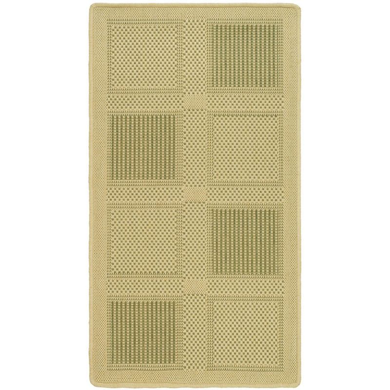 Natural and Olive Rectangular Synthetic Indoor/Outdoor Rug