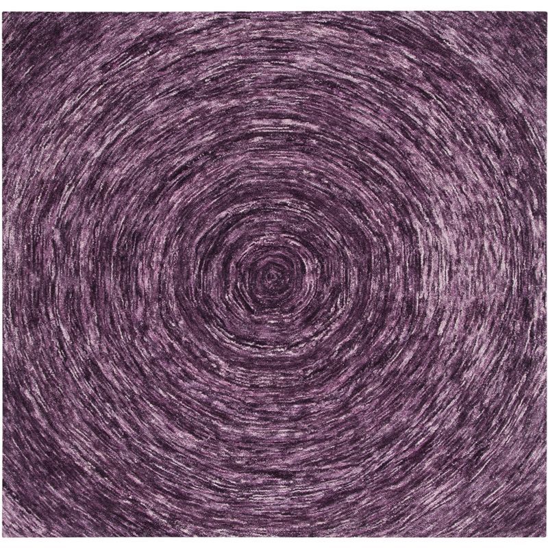 Purple 6' x 6' Square Hand-Tufted Wool Area Rug