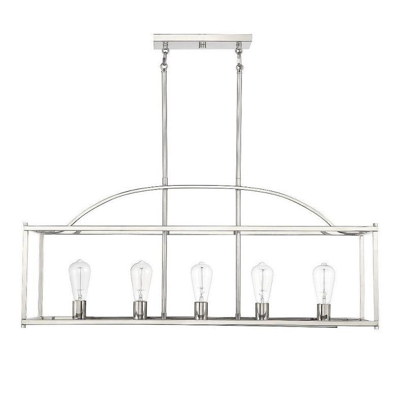 Palladian Polished Nickel 38" Wide Linear Chandelier with Open Cage