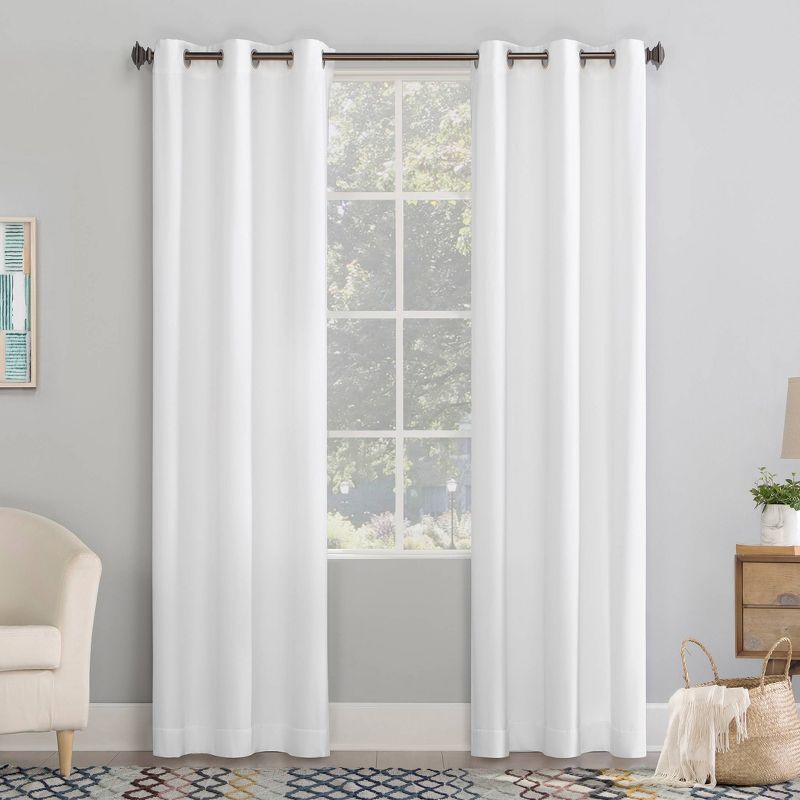 White Polyester Room Darkening Grommet Curtain Panel