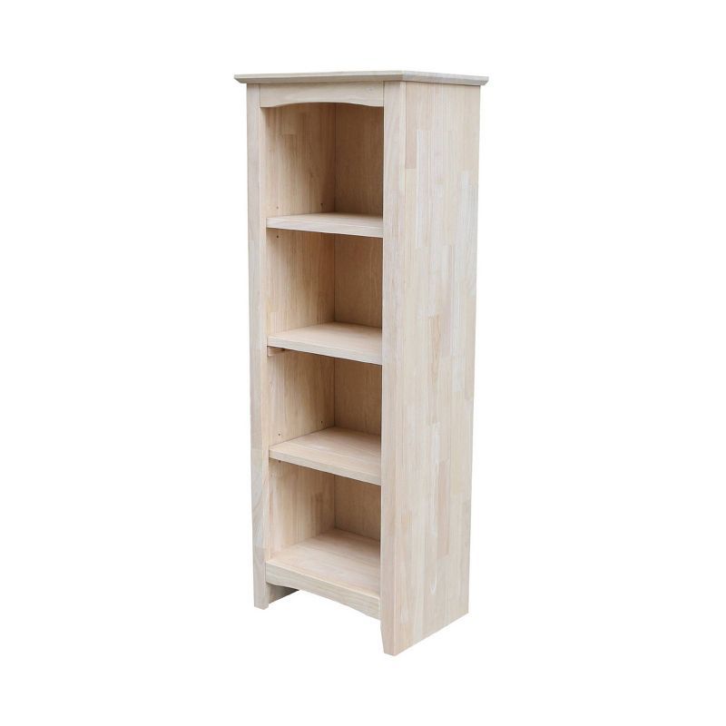 Adjustable Unfinished Brown Rubberwood Shaker Bookcase