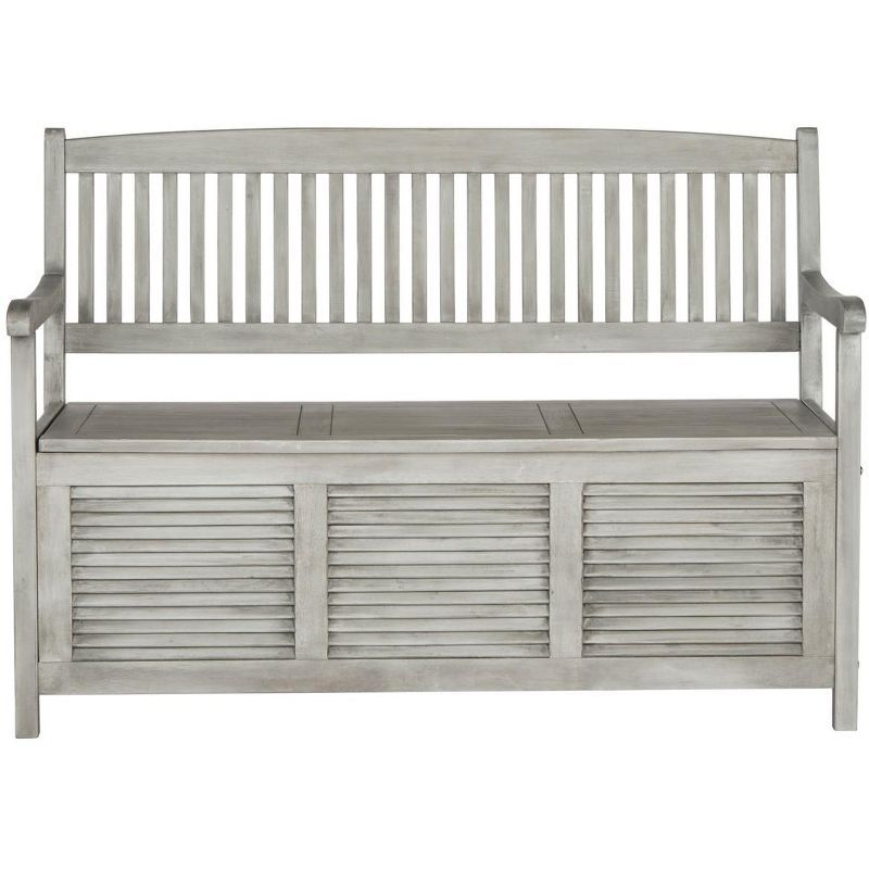 Transitional Gray Acacia Wood Storage Bench - 50"