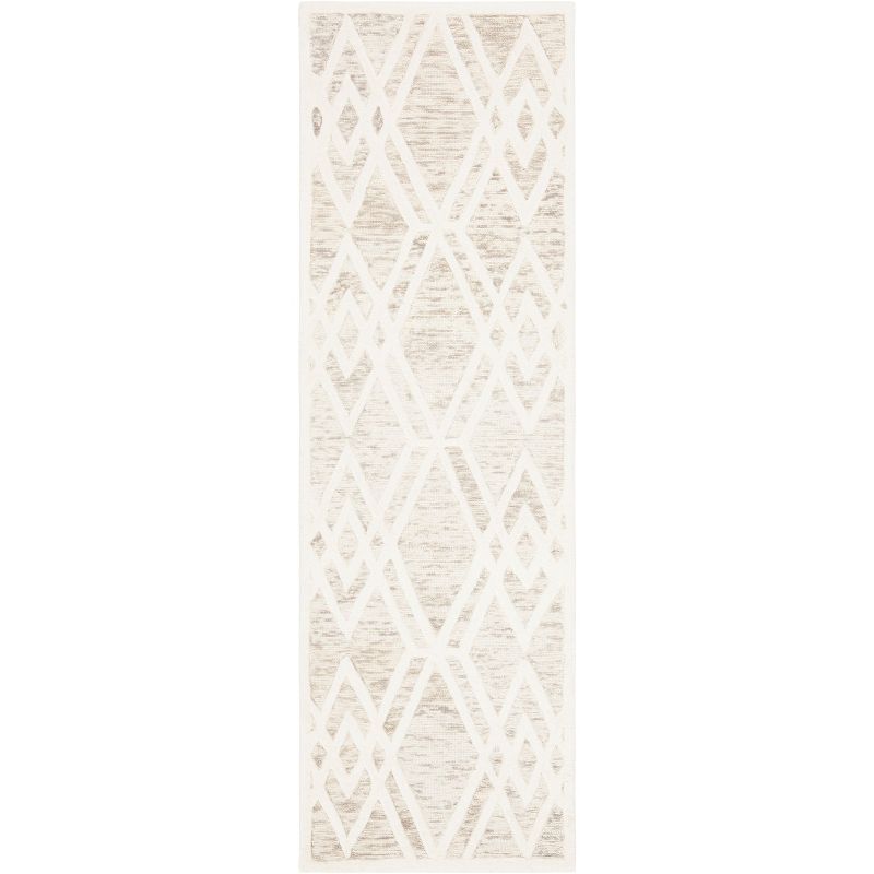 Hand-Tufted Cambridge Square Wool Blend Rug in Light Brown & Ivory