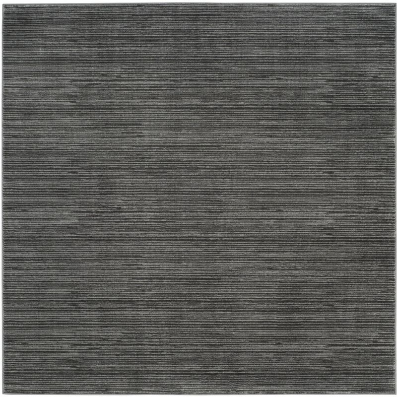 Gray Abstract Synthetic Square Area Rug, 4' x 4'