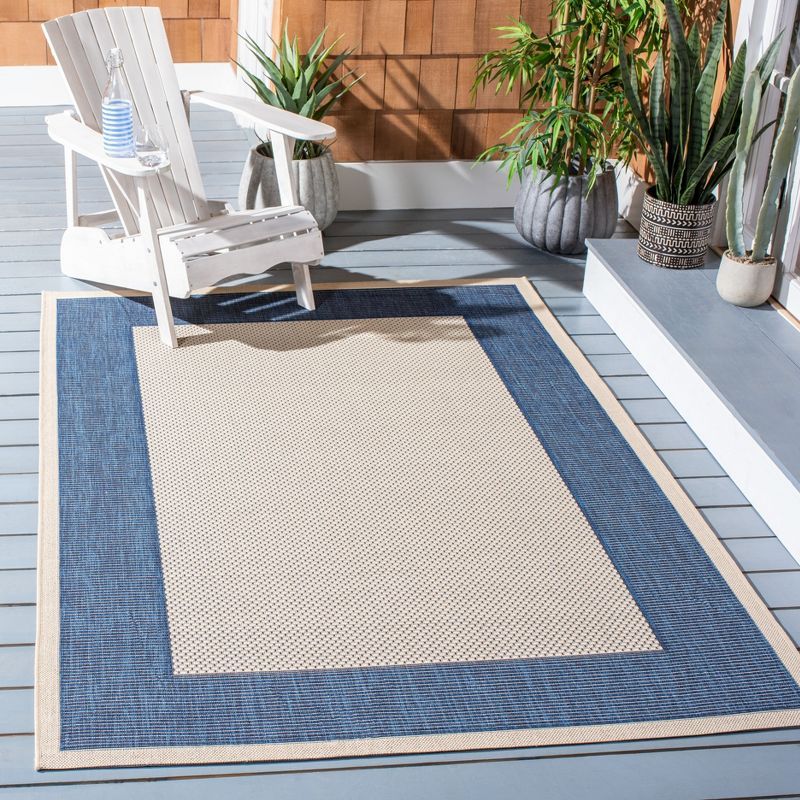 Courtyard Beige & Navy Enhanced Polypropylene Outdoor Area Rug