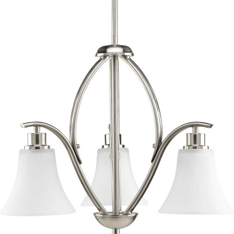 Joy Brushed Nickel 3-Light Chandelier with Etched White Glass