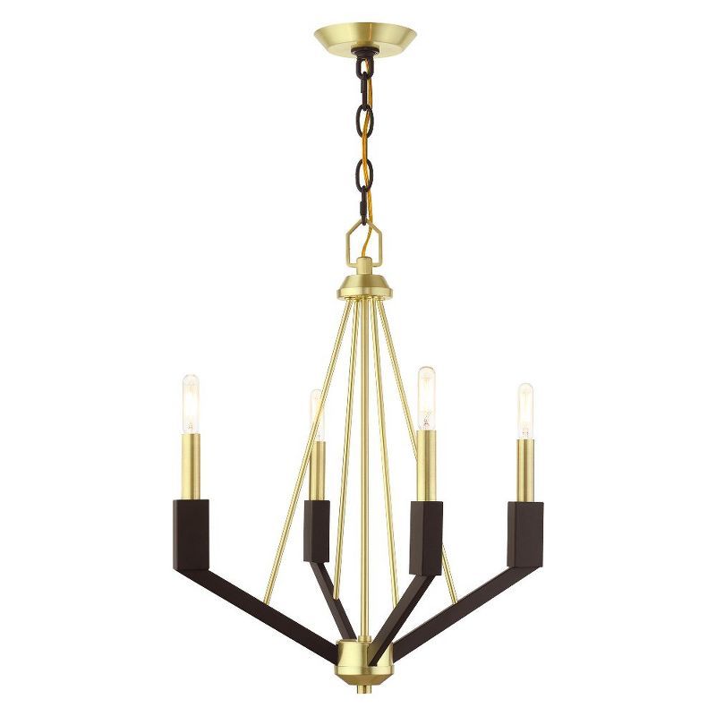 Beckett Satin Brass Mini Chandelier with Bronze Accents