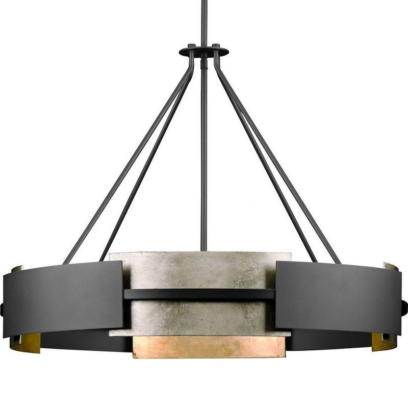 Lowery Matte Black and Gold 6-Light Drum Chandelier