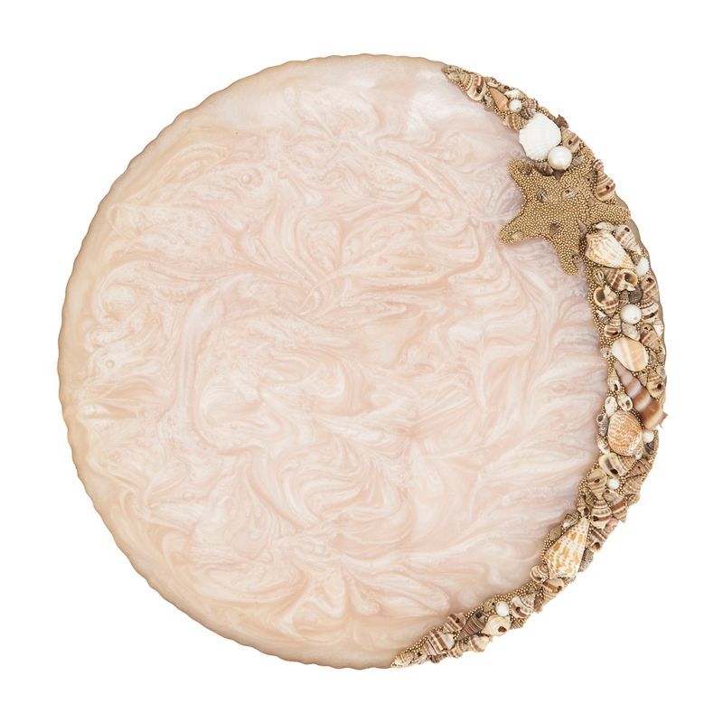 Ivory Resin Enchanted Seashell 14" Round Placemats, Set of 4