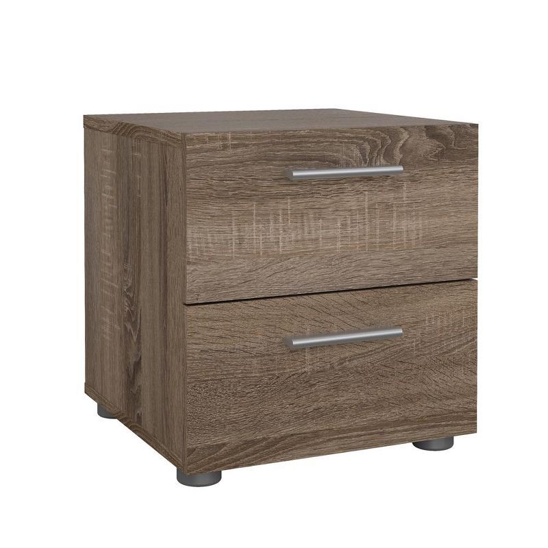 Truffle Transitional 2-Drawer Nightstand with Metal Accents