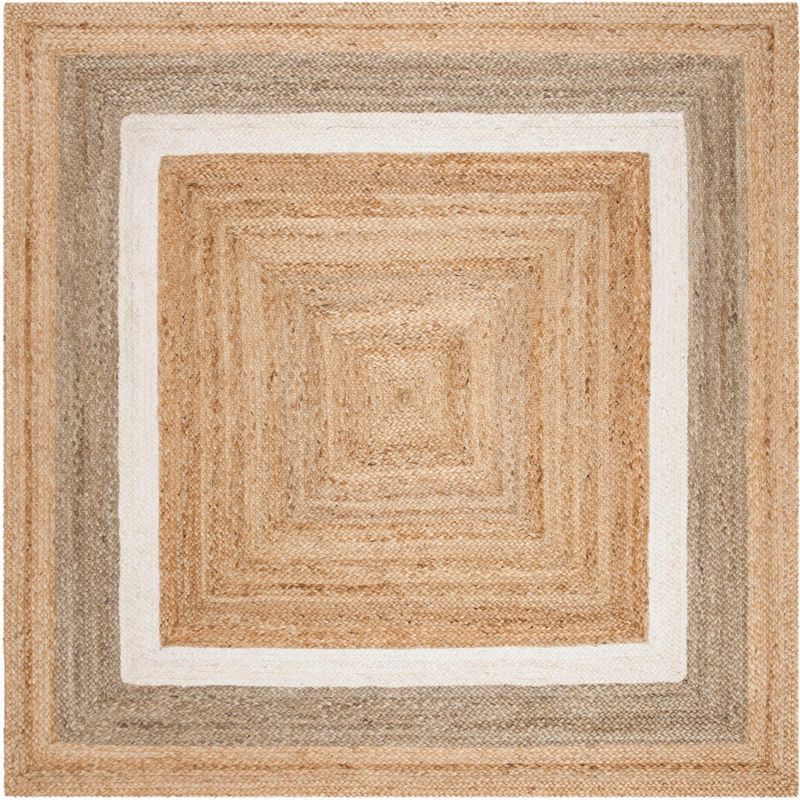 Ivory Square Hand-Knotted Jute & Sisal Blend Area Rug - 4'