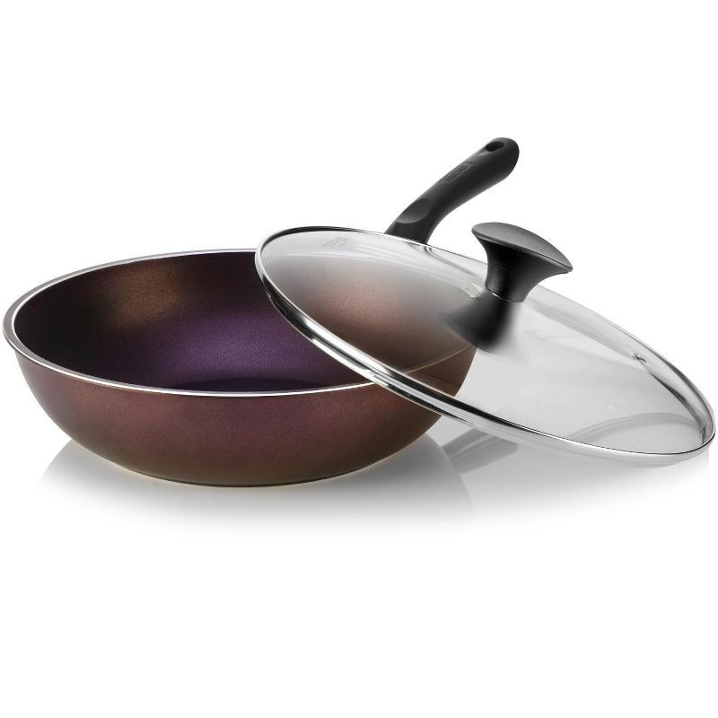 TECHEF 12" Purple Nonstick Aluminum Wok with Lid