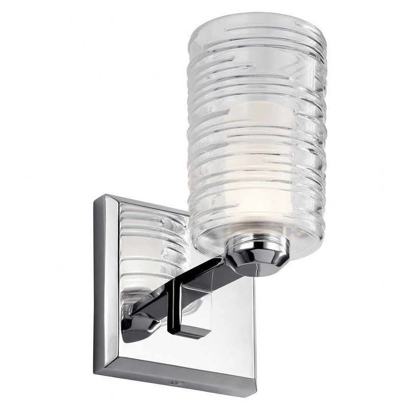 Giarosa 10" Chrome Wall Sconce with Clear Ribbed Glass