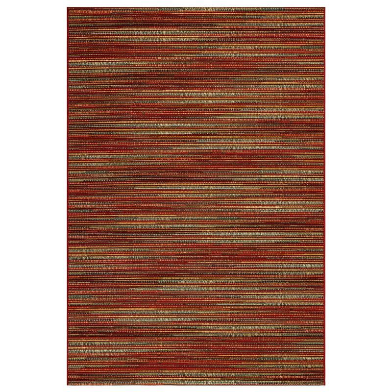 Saffron Stripes Synthetic Indoor/Outdoor Rectangular Rug