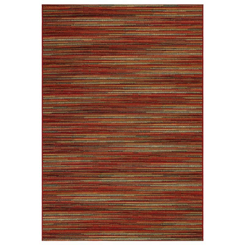 Saffron Stripes Synthetic Indoor/Outdoor Rectangular Rug