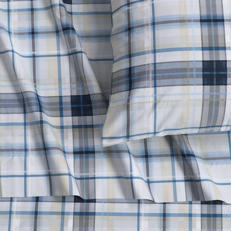 Tribeca Plaid Multicolor Cotton Percale Queen Deep Pocket Sheet Set