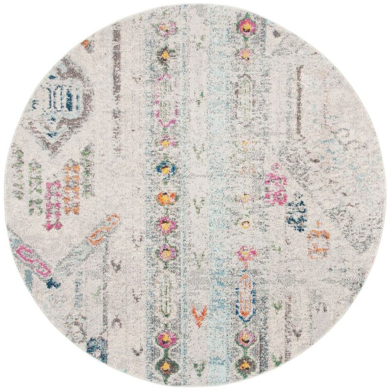 Gray Round Hand-knotted Synthetic Area Rug