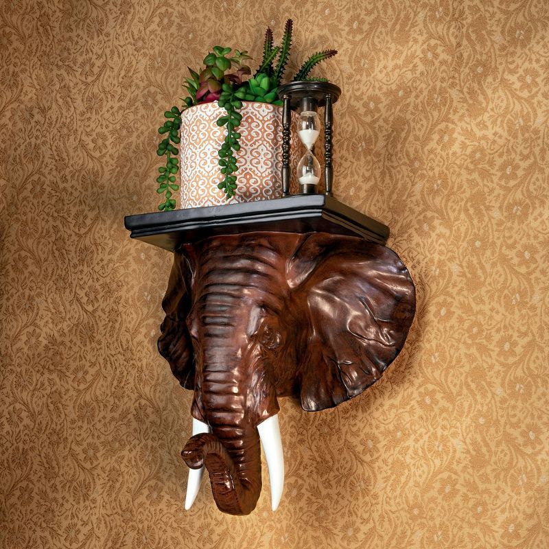 Realistic Resin Elephant Wall Bracket Shelf