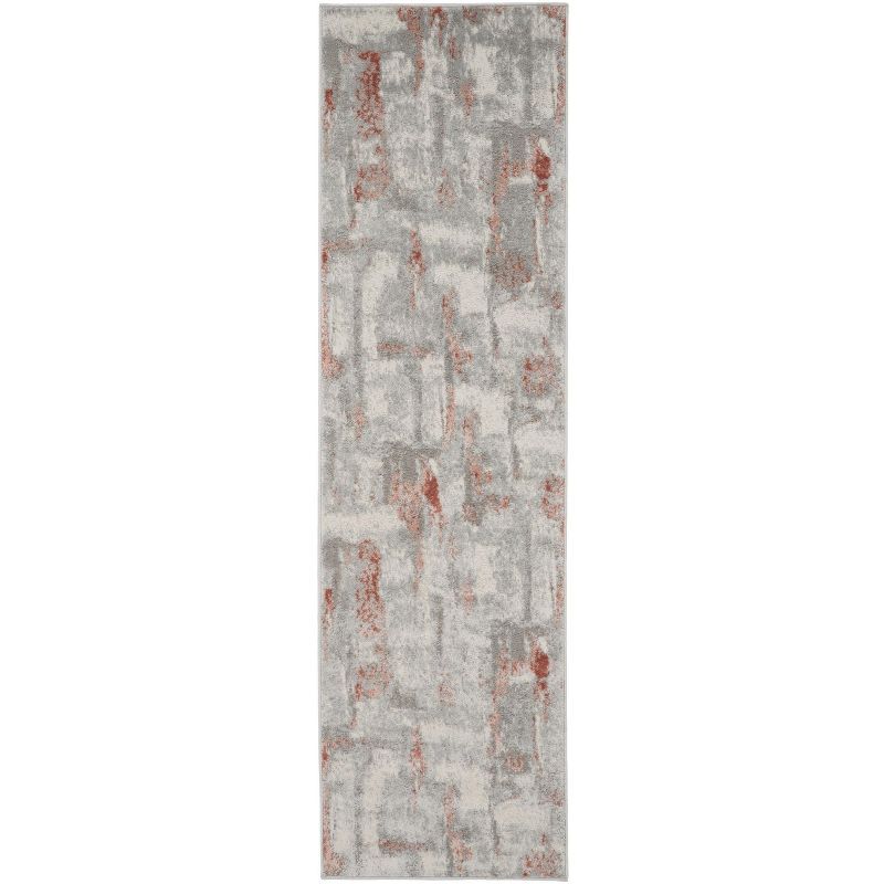 Handmade Grey Brick Abstract Synthetic Area Rug