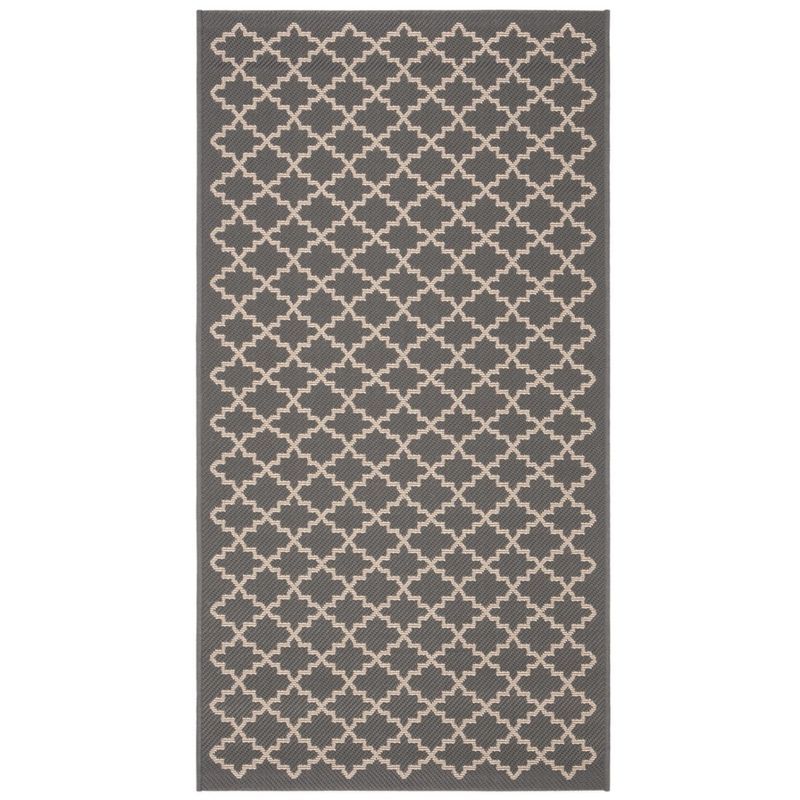 Anthracite & Beige 2'7" x 5' Synthetic Easy-Care Area Rug