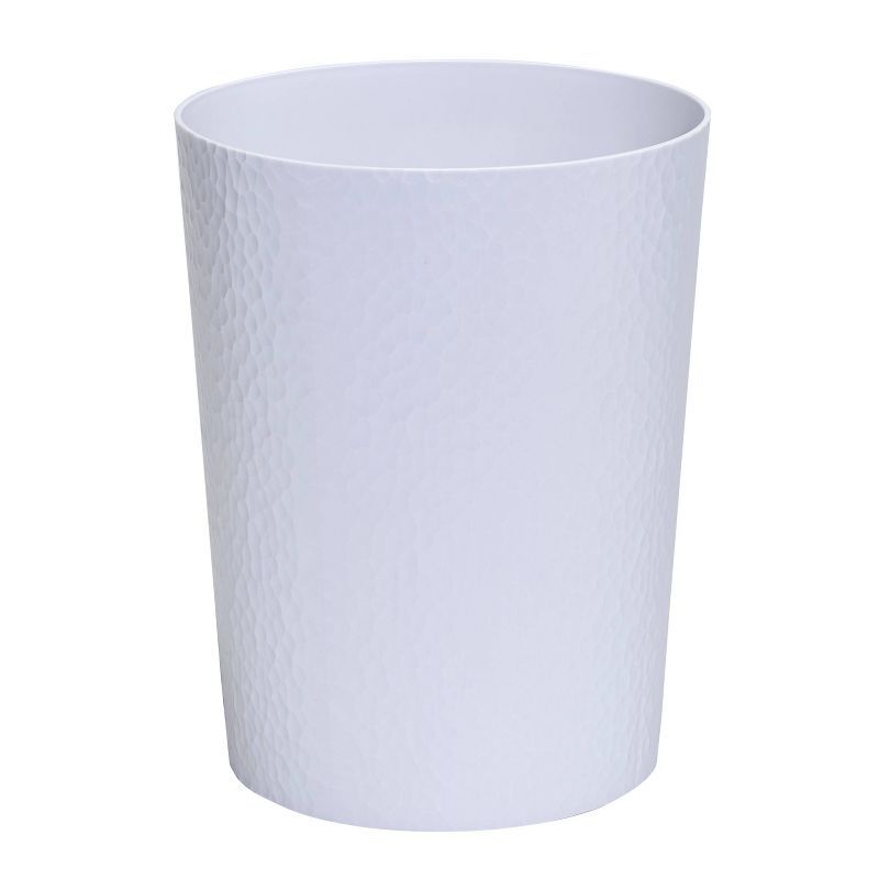 White Hammered Textured Plastic 10L Waste Bin