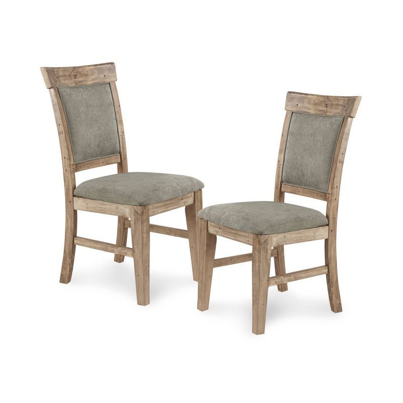 Oliver Rustic Linen & Weathered Wood Side Chair Set, Gray