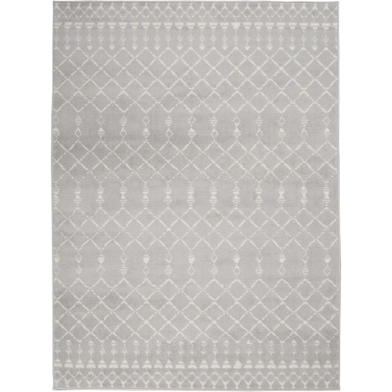 Geometric Gray Synthetic 6' x 9' Easy-Care Area Rug