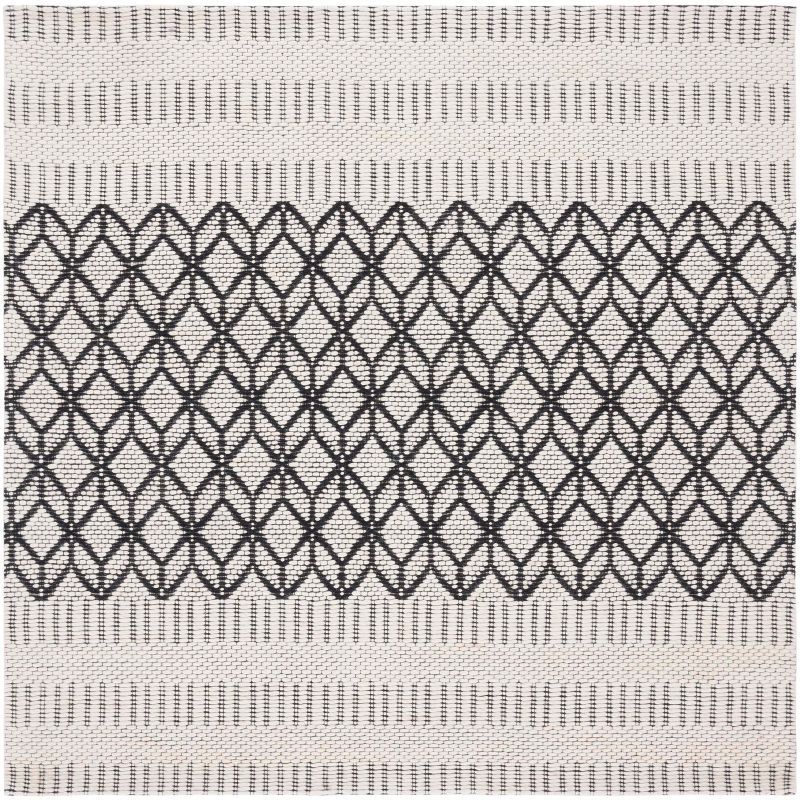 Vermont Elegance Hand-Knotted Wool Square Rug in Black