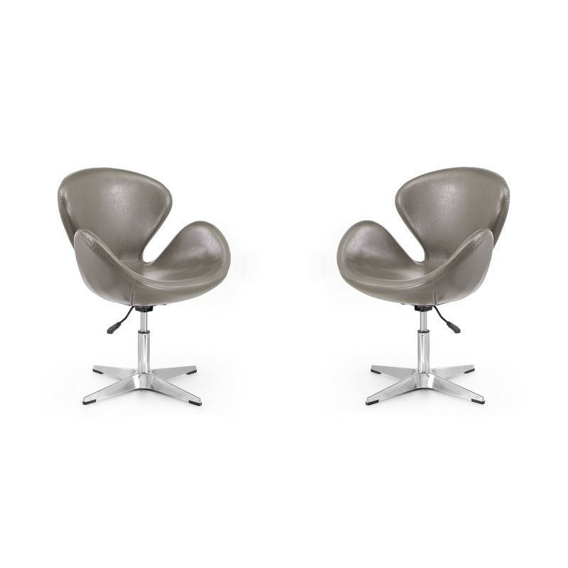 Pebble Faux Leather Swivel Accent Chair in Polished Chrome