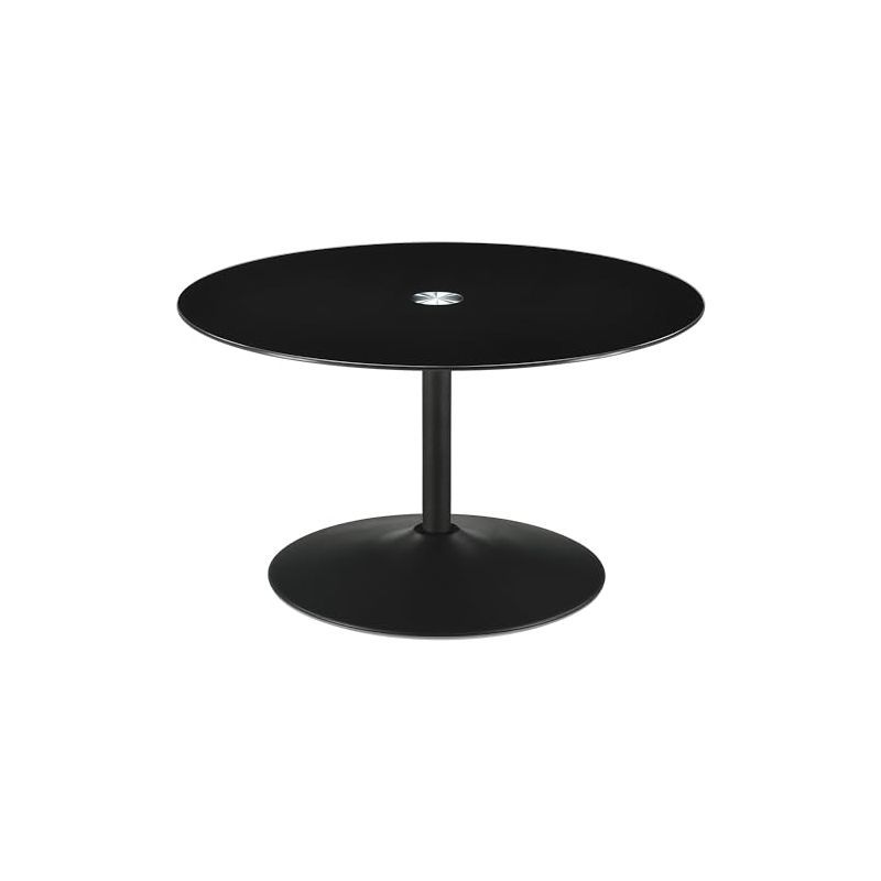 Ganso Round Black Metal Coffee Table with Glass Top