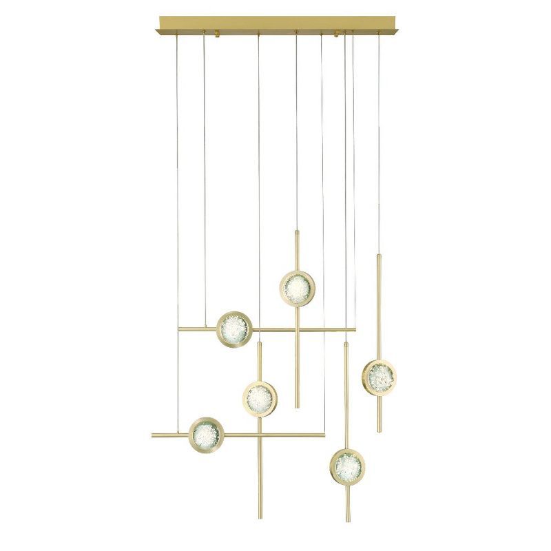 Gold Finish 6-Light Chandelier with Clear Glass Shades