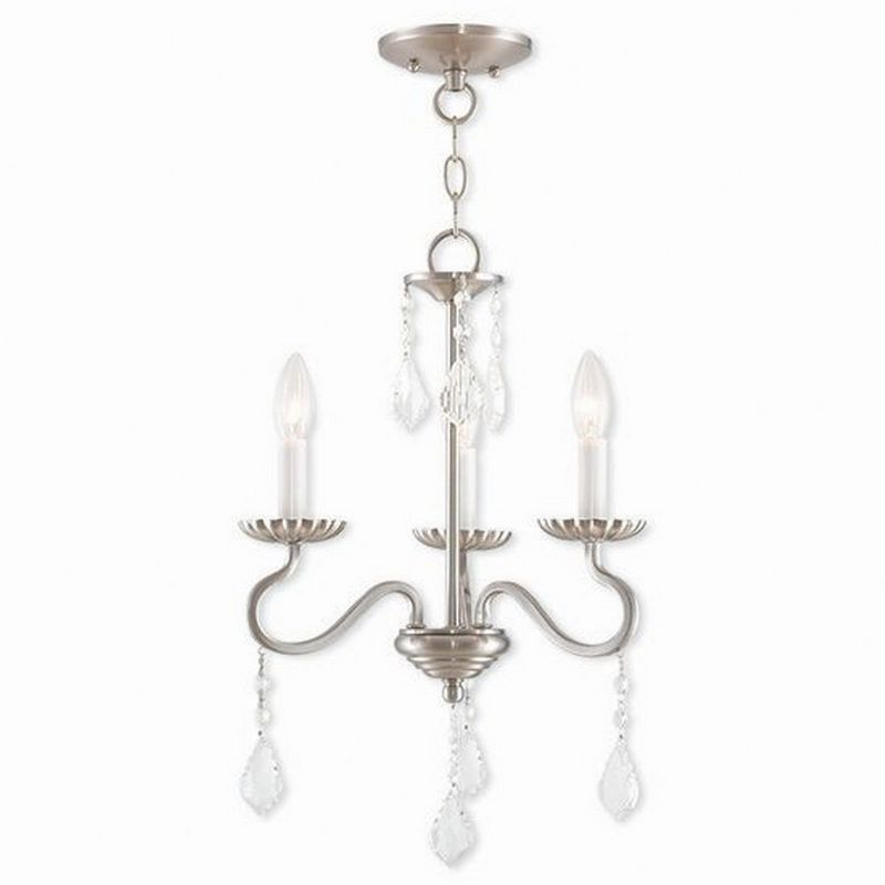 Elegant Brushed Nickel Mini Chandelier with Crystal Accents