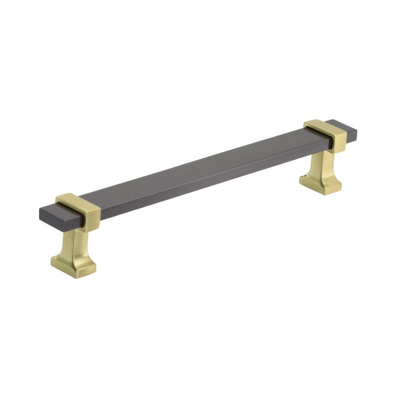 Black Chrome and Brushed Gold Bar Cabinet Pull with Mounting Hardware