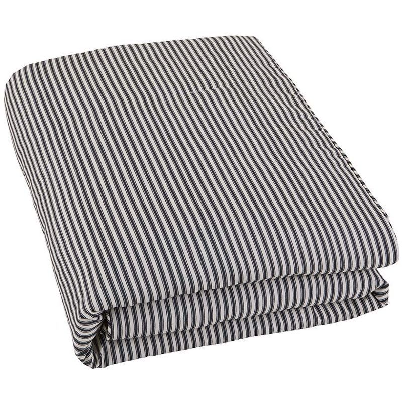 Black and White Striped Polyester King Bedspread