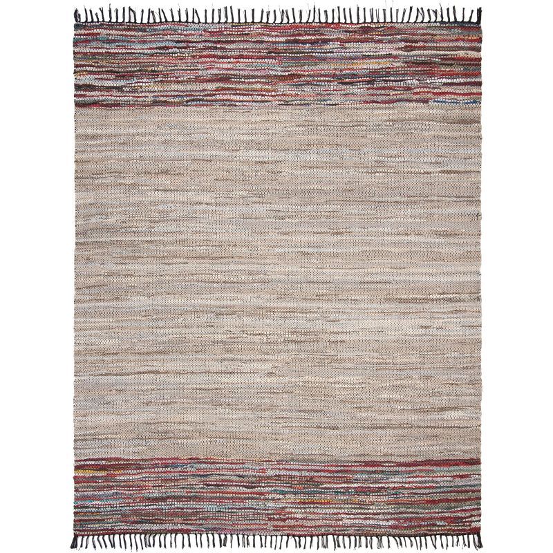 Multicolor Flat Woven Cotton and Cowhide 8' x 10' Rug