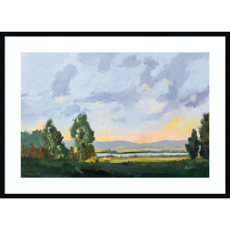 Evening Skies Landscape Print with Black Wood Frame