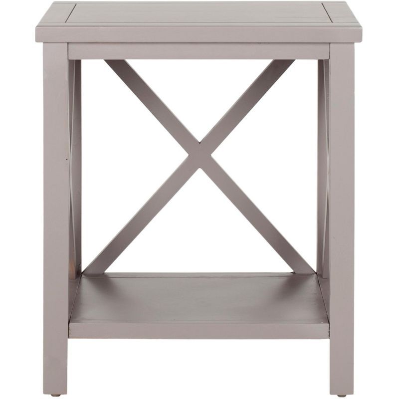 Transitional Grey Rectangular End Table with X-Back Detailing