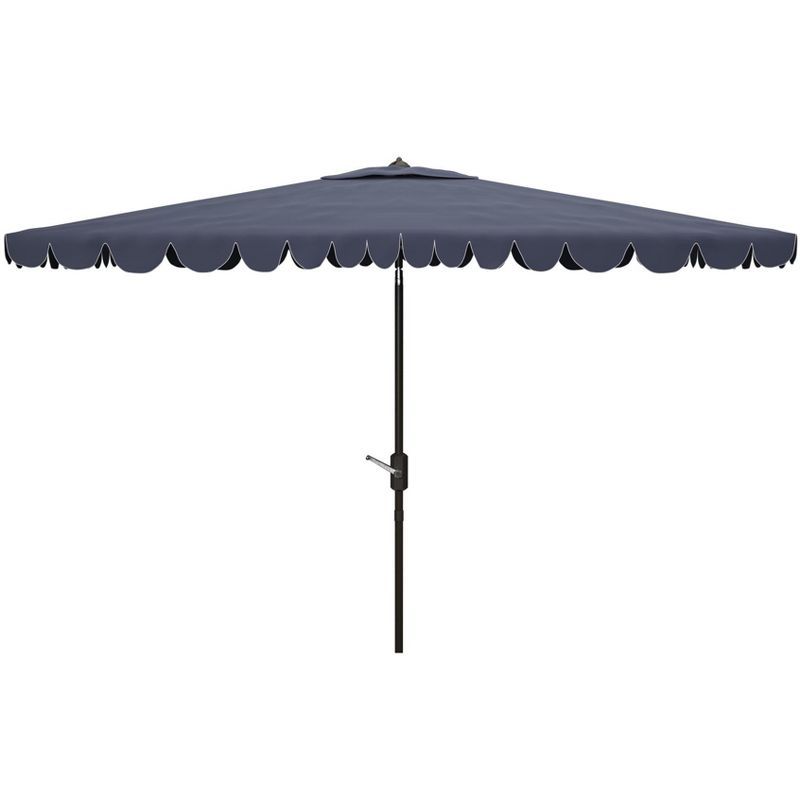 Venice Navy and White 6.5 x 10 Ft Rectangle Crank Umbrella