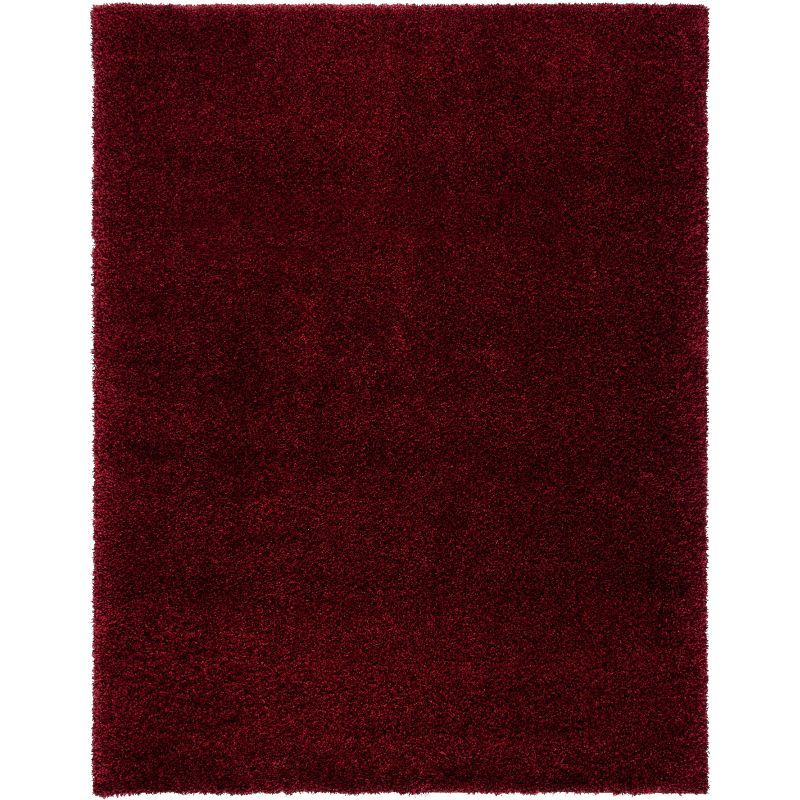 Maroon Hand-Knotted Shag Area Rug 8'6" x 12'