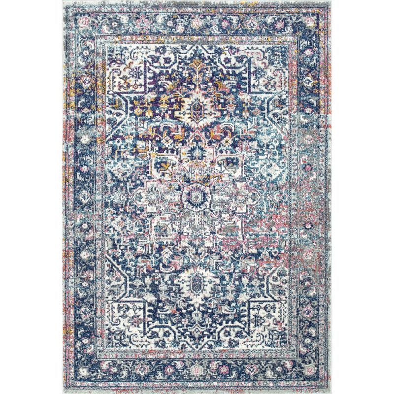 Blue Rectangular Vintage Medallion Area Rug 12' x 15'